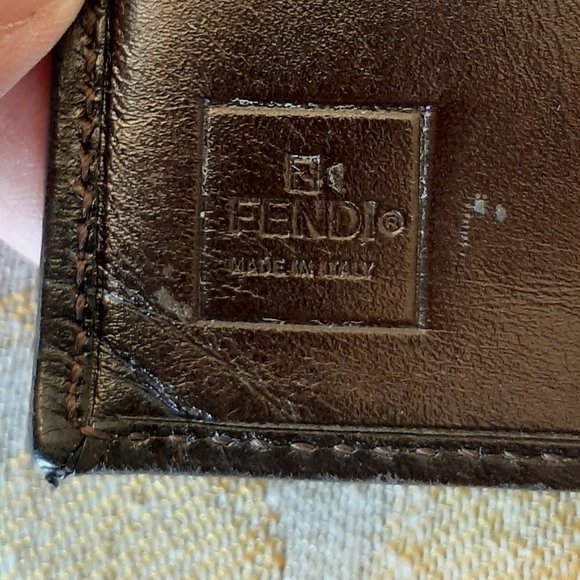 Fendi Zucca Bifold Snap Brown & Tan Leather Jacquard Small Wallet 5.25" X 3.25" - Picture 14 of 16
